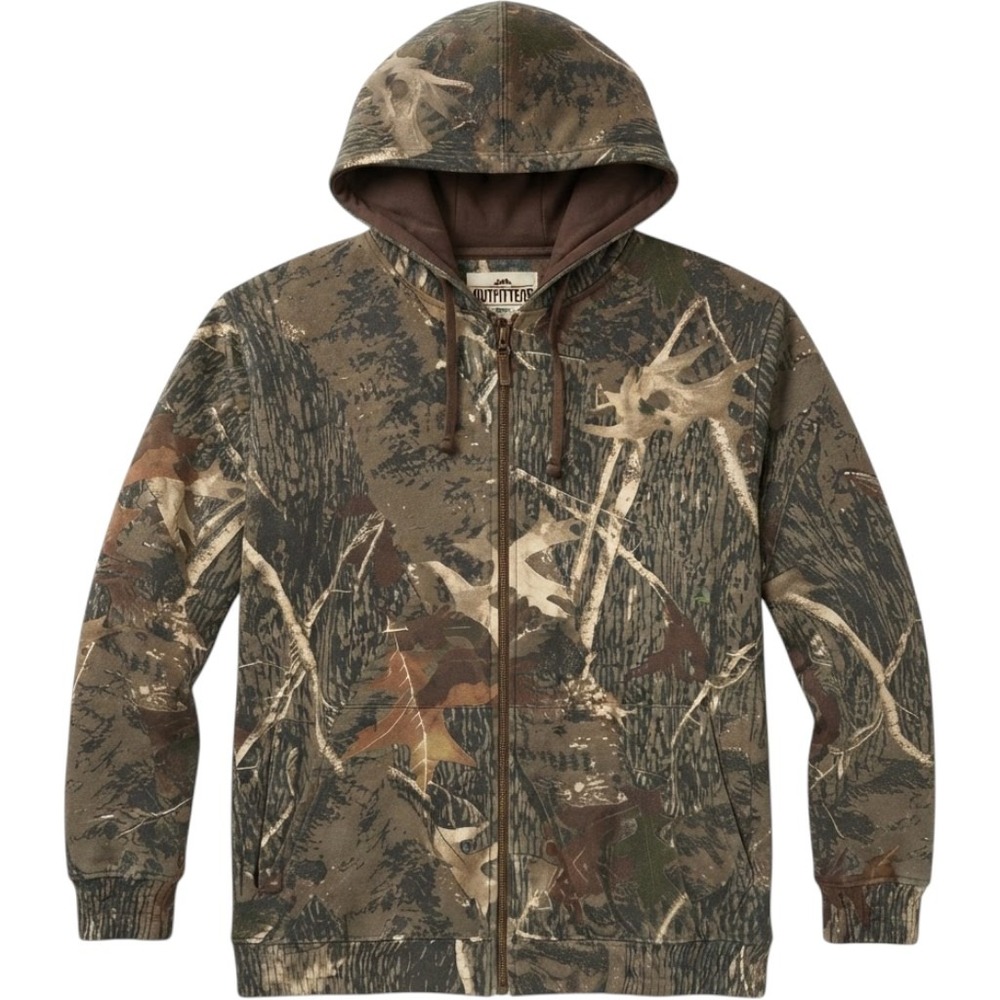 Old Mill Mens 2XL Camo Full Zip Hoodie Oak Leaf Forest Camouflage Sweatshirt Y2K